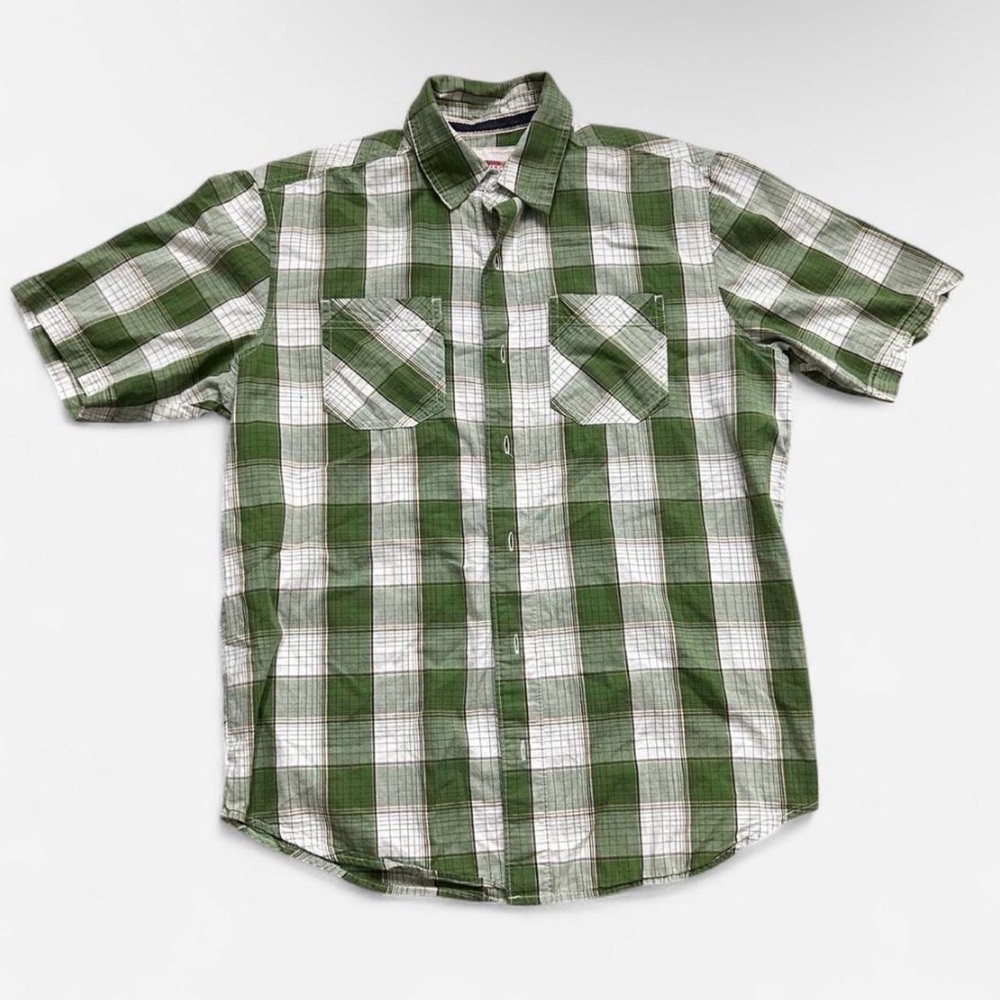 Men's Levis Green Plaid Short-Sleeve Button-Up Shirt